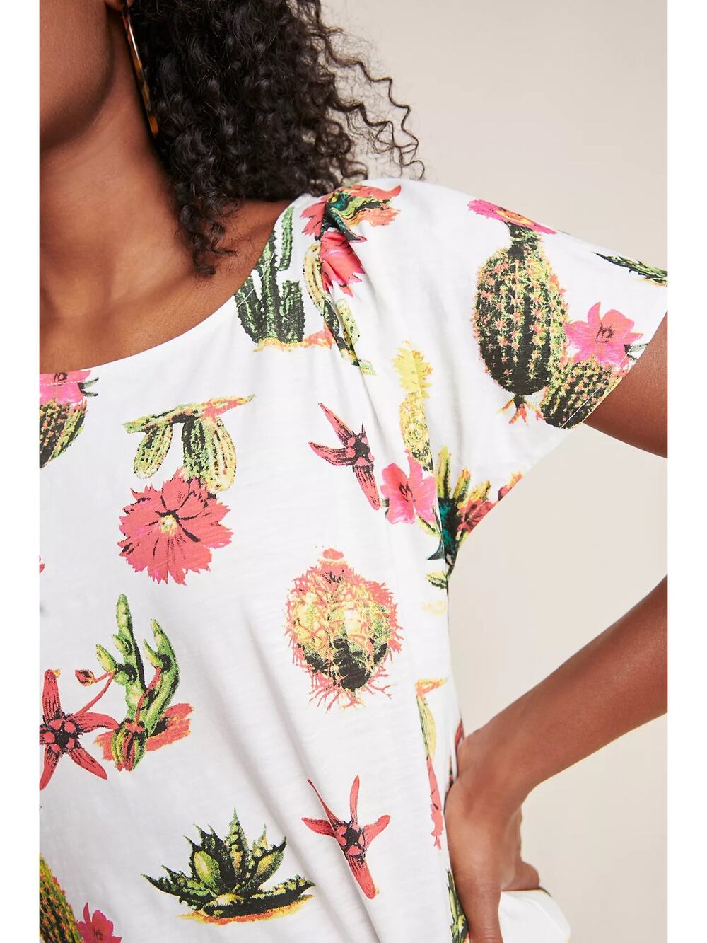 Anthropologie Eva Franco Cactus Tee Women's Blouse Top Shirt S Cacti Succulent